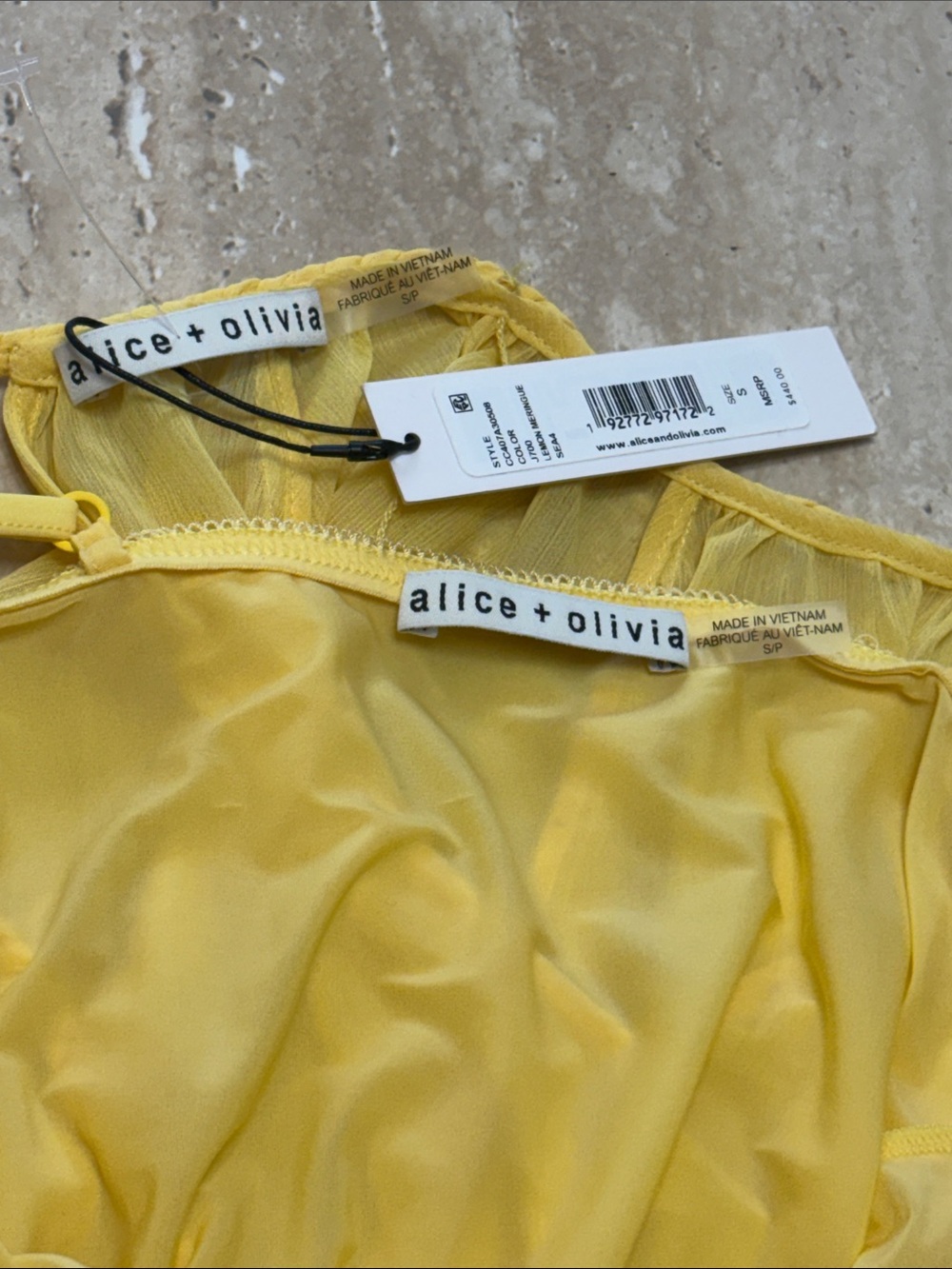 NWT Yellow Alice +Olivia sheer dress - Picture 8 of 11